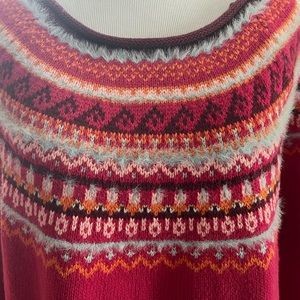 Sundance catalog Piper raspberry fair isle sweater PL